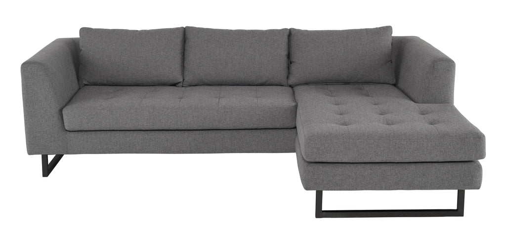 Matthew Sectional Sofa - Shale Grey with Matte Black Steel Legs