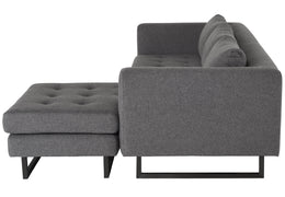 Matthew Sectional Sofa - Shale Grey with Matte Black Steel Legs