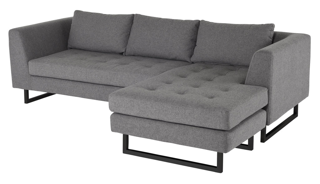 Matthew Sectional Sofa - Shale Grey with Matte Black Steel Legs