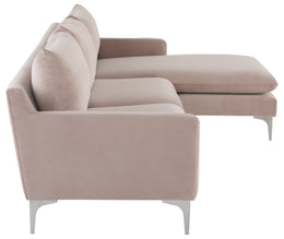 Anders Sectional Sofa - Blush with Brushed Stainless Legs , 117.8in