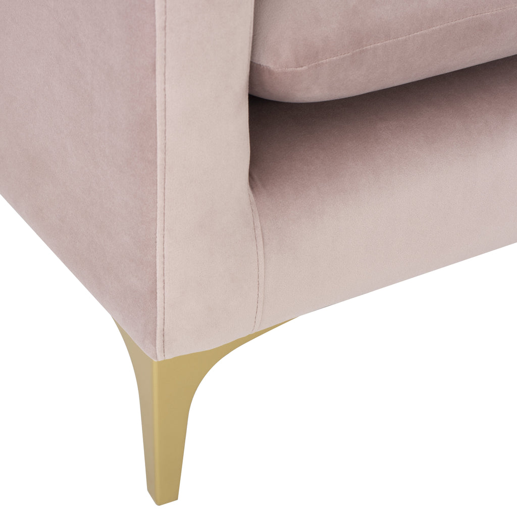 Anders Sectional Sofa - Blush with Brushed Gold Legs, 117.8in