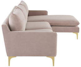 Anders Sectional Sofa - Blush with Brushed Gold Legs, 117.8in