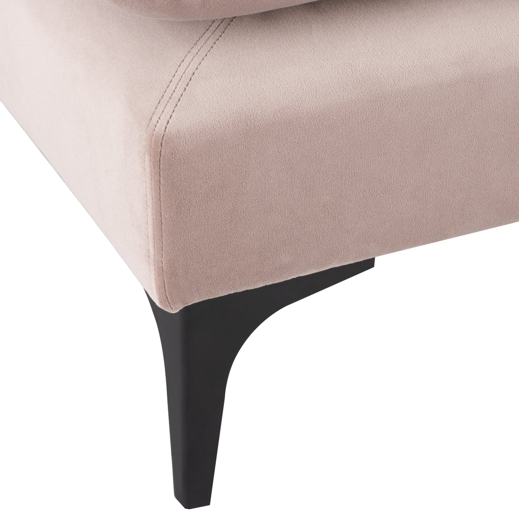 Anders Sectional Sofa - Blush with Matte Black Legs, 117.8in