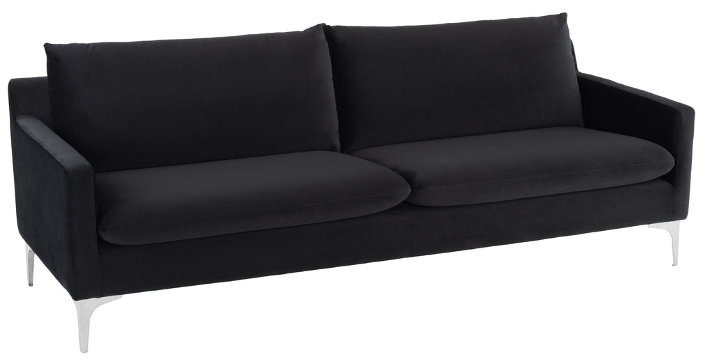 Anders Sofa - Black with Brushed Stainless Legs