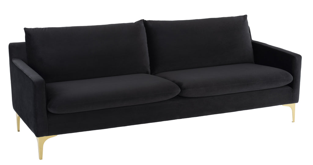 Anders Sofa - Black with Brushed Gold Legs