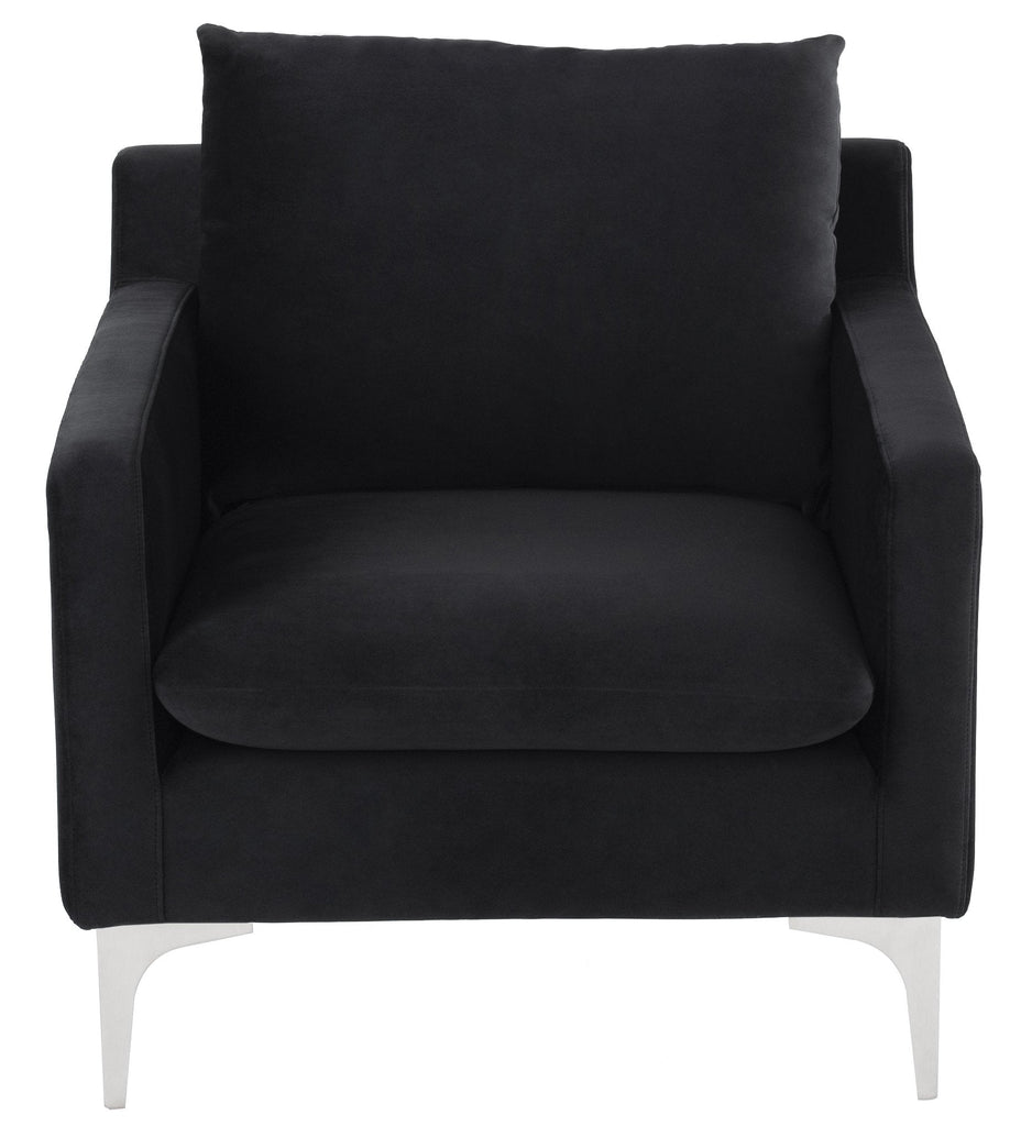 Anders Lounge Chair - Black with Brushed Stainless Legs