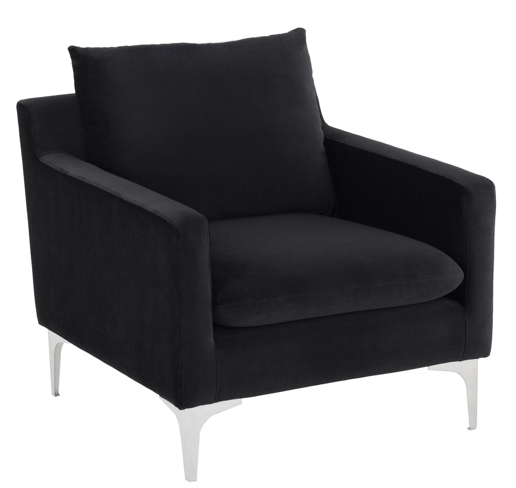 Anders Lounge Chair - Black with Brushed Stainless Legs