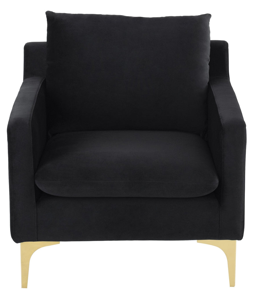 Anders Lounge Chair - Black with Brushed Gold Legs