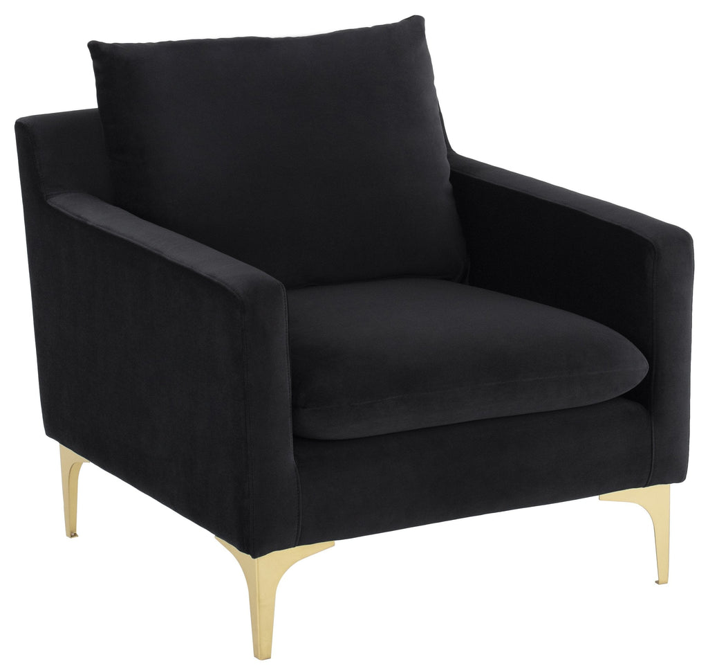 Anders Lounge Chair - Black with Brushed Gold Legs