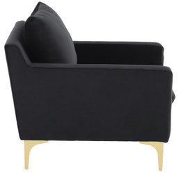 Anders Lounge Chair - Black with Brushed Gold Legs