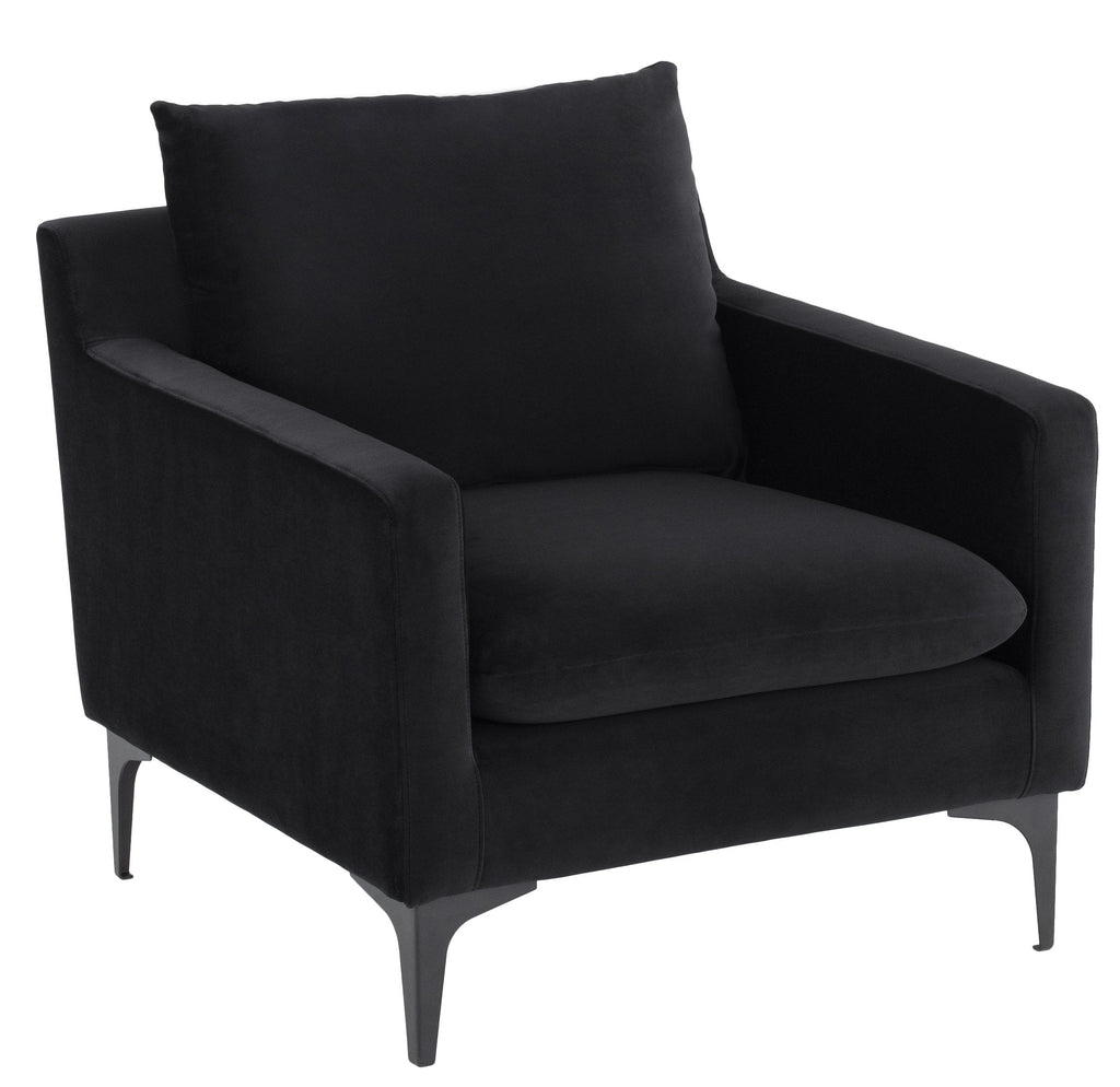 Anders Lounge Chair - Black with Matte Black Legs