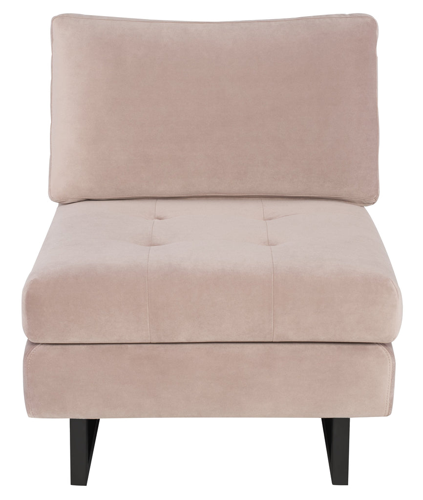 Janis Armless Lounge Chair - Blush with Matte Black Steel Legs, 34.3in