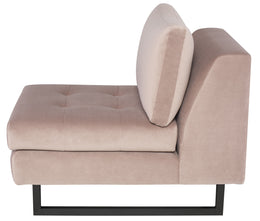 Janis Armless Lounge Chair - Blush with Matte Black Steel Legs, 34.3in