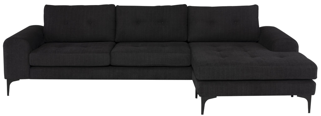 Colyn Sectional Sofa - Coal with Matte Black Steel Legs