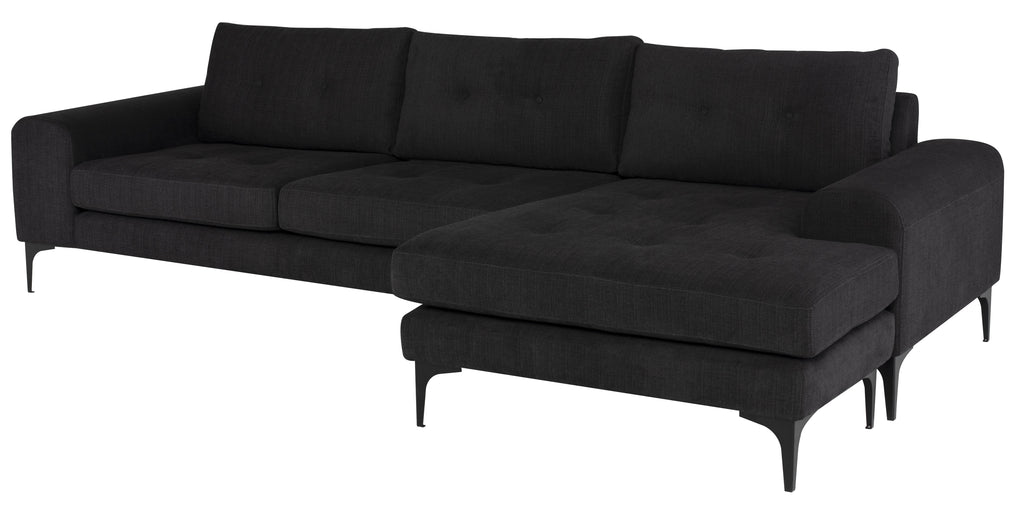 Colyn Sectional Sofa - Coal with Matte Black Steel Legs