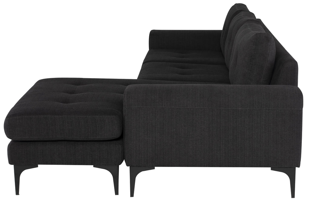 Colyn Sectional Sofa - Coal with Matte Black Steel Legs