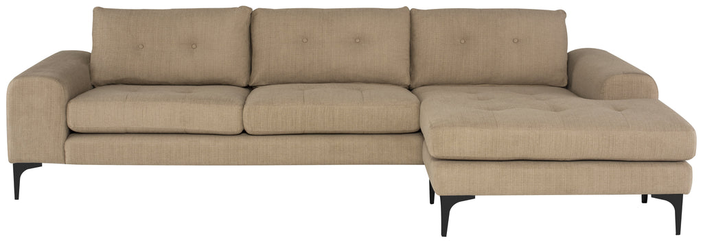 Colyn Sectional Sofa - Burlap with Matte Black Legs