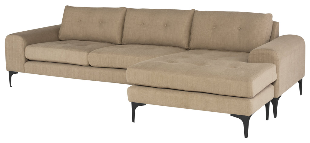 Colyn Sectional Sofa - Burlap with Matte Black Legs