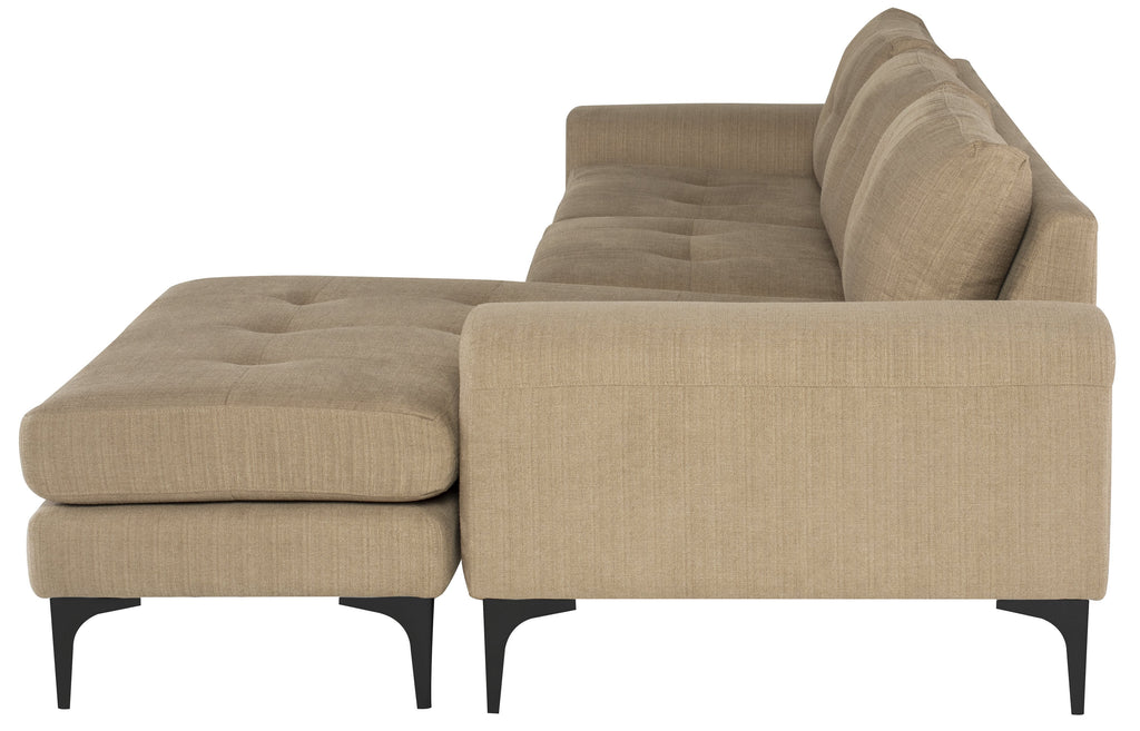 Colyn Sectional Sofa - Burlap with Matte Black Legs