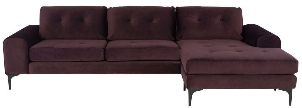 Colyn Sectional Sofa - Mulberry with Matte Black Steel Legs