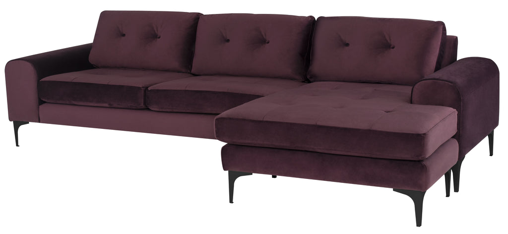 Colyn Sectional Sofa - Mulberry with Matte Black Steel Legs