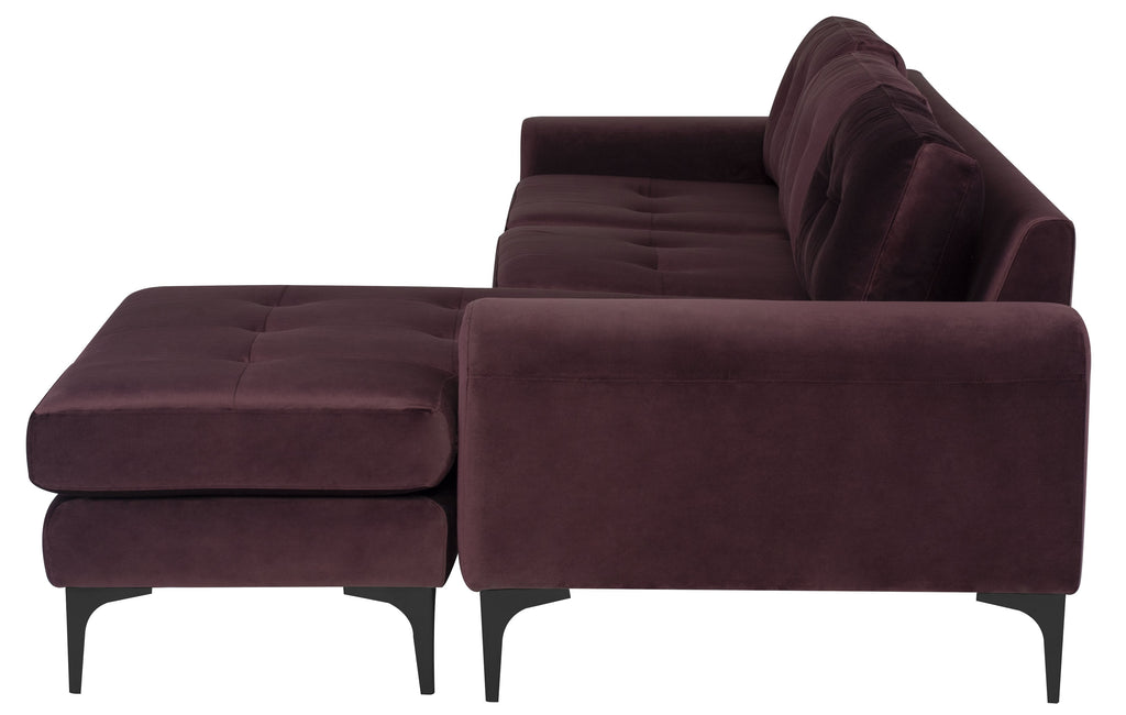 Colyn Sectional Sofa - Mulberry with Matte Black Steel Legs