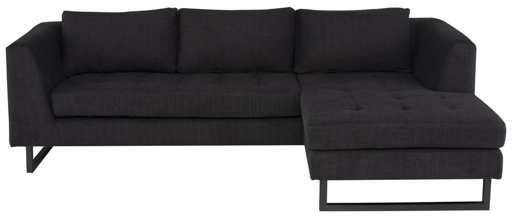 Matthew Sectional Sofa - Coal with Matte Black Steel Legs