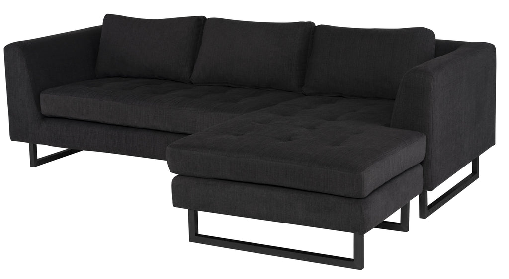 Matthew Sectional Sofa - Coal with Matte Black Steel Legs