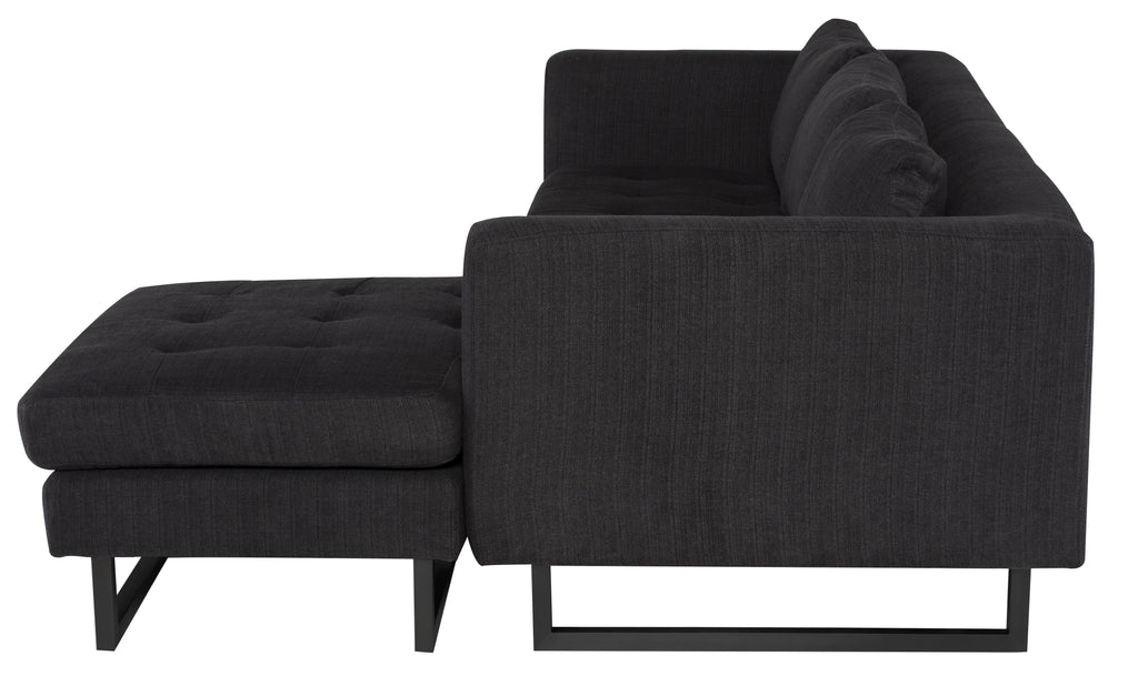 Matthew Sectional Sofa - Coal with Matte Black Steel Legs