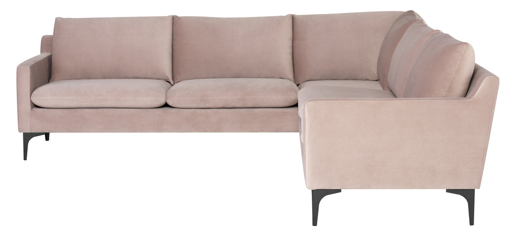 Anders Sectional Sofa - Blush with Matte Black Legs, 103.8in