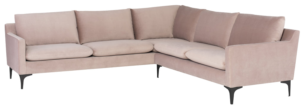 Anders Sectional Sofa - Blush with Matte Black Legs, 103.8in