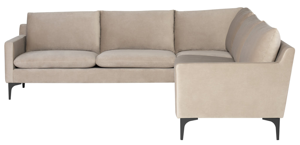 Anders Sectional Sofa - Nude with Matte Black Legs, 103.8in