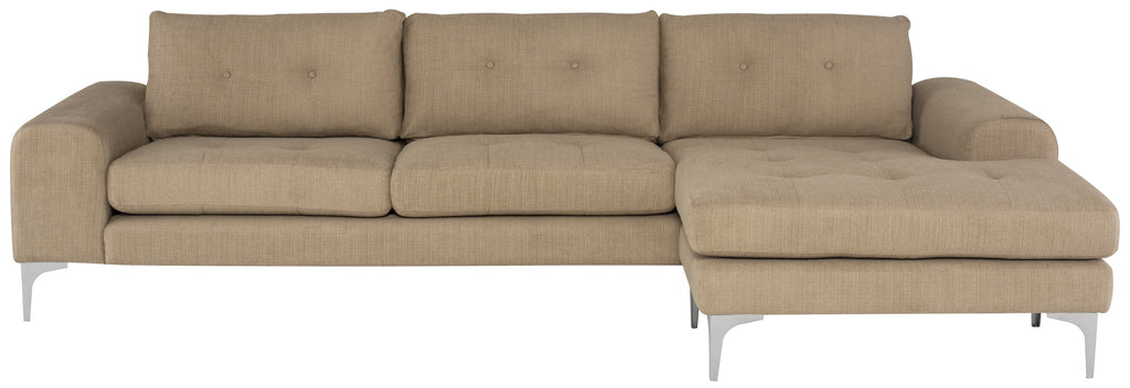 Colyn Sectional Sofa - Burlap with Brushed Stainless Legs