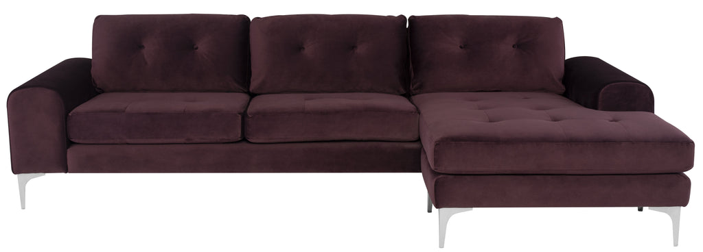 Colyn Sectional Sofa - Mulberry with Brushed Stainless Legs