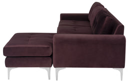 Colyn Sectional Sofa - Mulberry with Brushed Stainless Legs