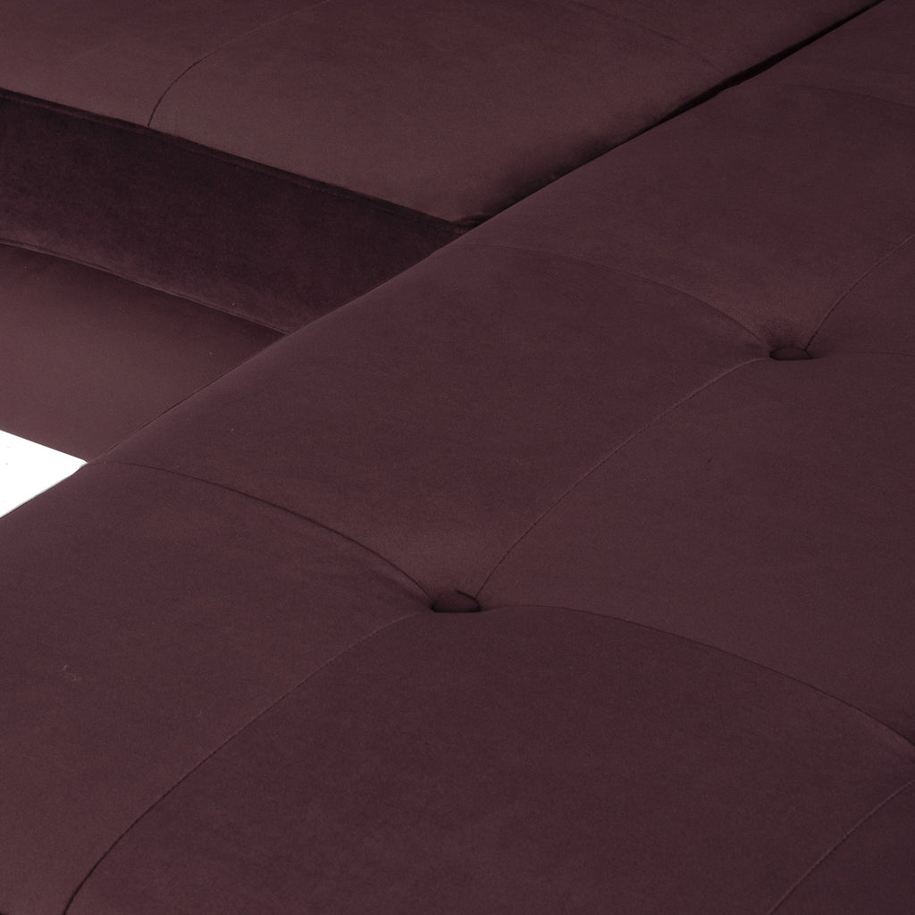 Colyn Sectional Sofa - Mulberry with Brushed Gold Legs