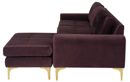 Colyn Sectional Sofa - Mulberry with Brushed Gold Legs