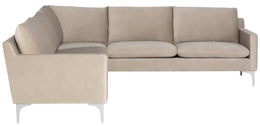 Anders Sectional Sofa - Nude with Brushed Stainless Legs , 103.8in