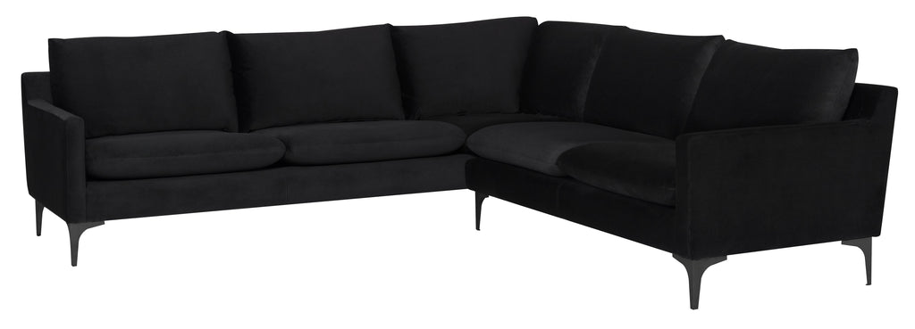 Anders Sectional Sofa - Black with Matte Black Legs, 103.8in