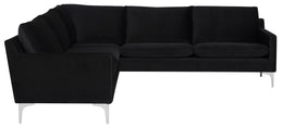 Anders Sectional Sofa - Black with Brushed Stainless Legs , 103.8in