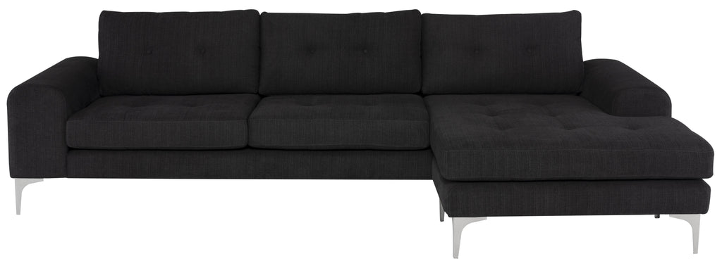 Colyn Sectional Sofa - Coal with Brushed Stainless Legs