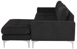 Colyn Sectional Sofa - Coal with Brushed Stainless Legs