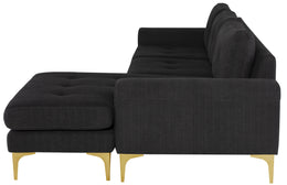 Colyn Sectional Sofa - Coal with Brushed Gold Legs