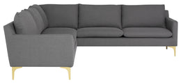 Anders Sectional Sofa - Slate Grey with Brushed Gold Legs, 103.8in