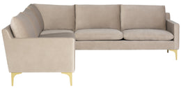 Anders Sectional Sofa - Nude with Brushed Gold Legs, 103.8in