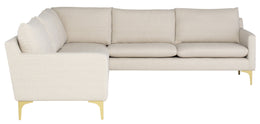 Anders Sectional Sofa - Sand with Brushed Gold Legs, 103.8in