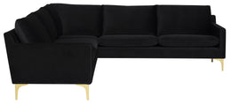 Anders Sectional Sofa - Black with Brushed Gold Legs, 103.8in