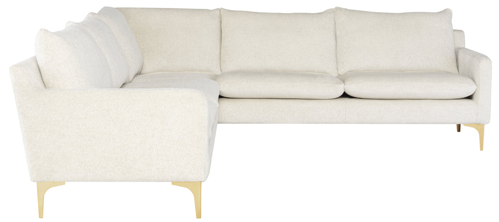 Anders Sectional Sofa - Coconut with Brushed Gold Legs, 103.8in