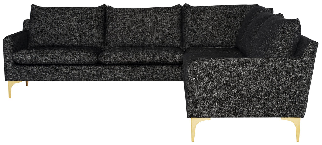 Anders Sectional Sofa - Salt & Pepper with Brushed Gold Legs, 103.8in