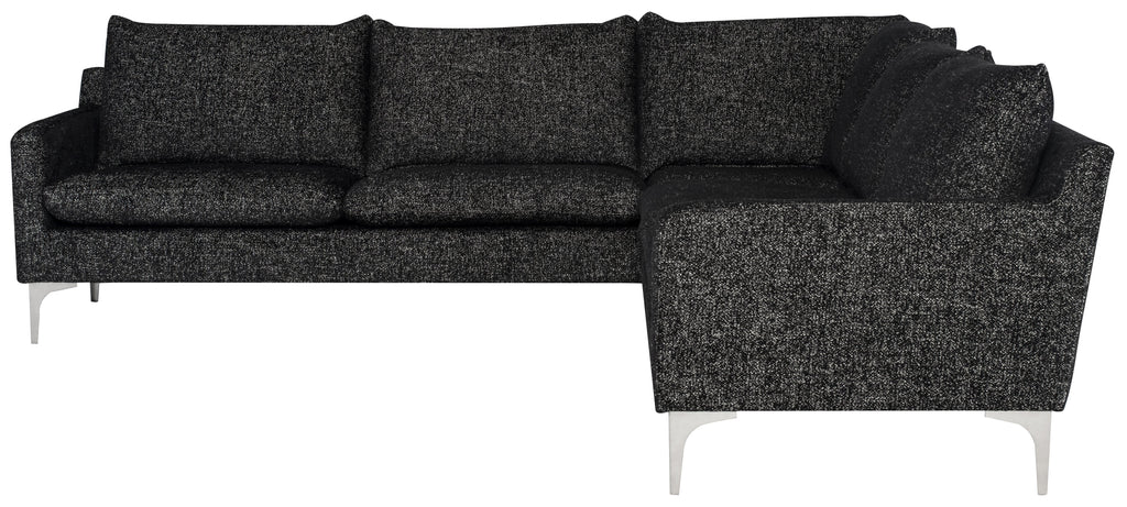 Anders Sectional Sofa - Salt & Pepper with Brushed Stainless Legs, 103.8in